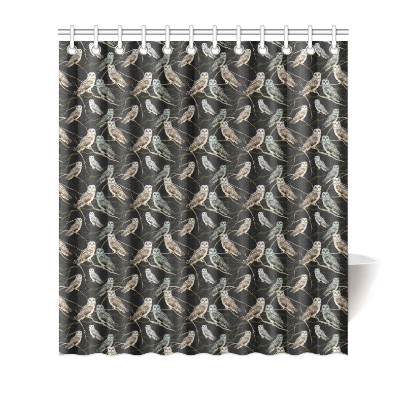 Owl Branch Themed Design Print Shower Curtain