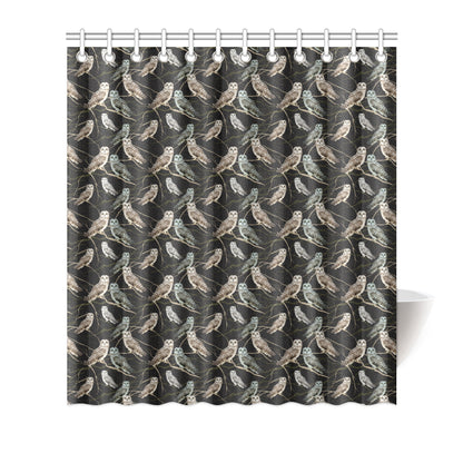 Owl Branch Themed Design Print Shower Curtain