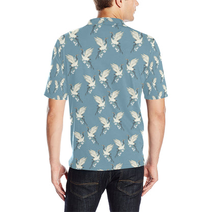 Crane Pattern Print Design 05 Men Polo Shirt