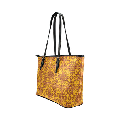 Octopus Background Design Print Leather Tote Bag