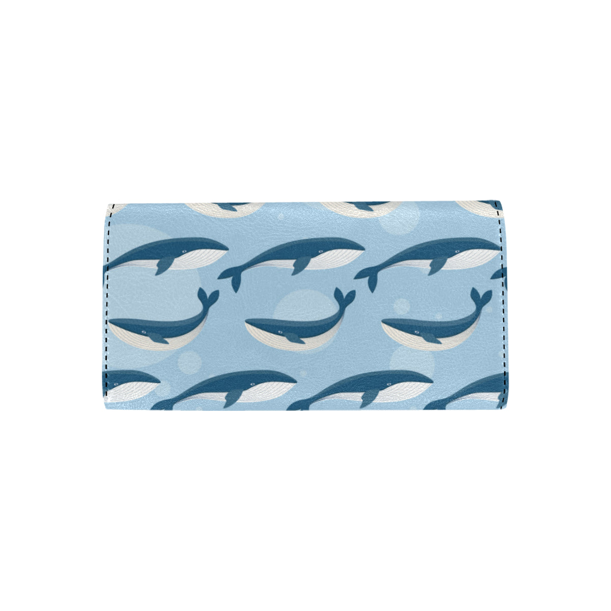 Blue Whale Pattern Print Design 02 Women's Trifold Wallet