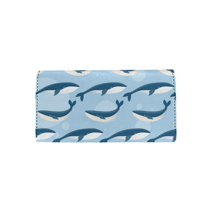 Blue Whale Pattern Print Design 02 Women's Trifold Wallet