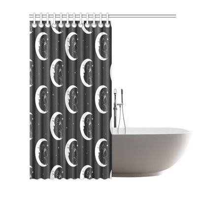 Moon with Cat Pattern Print Design 04 Shower Curtain