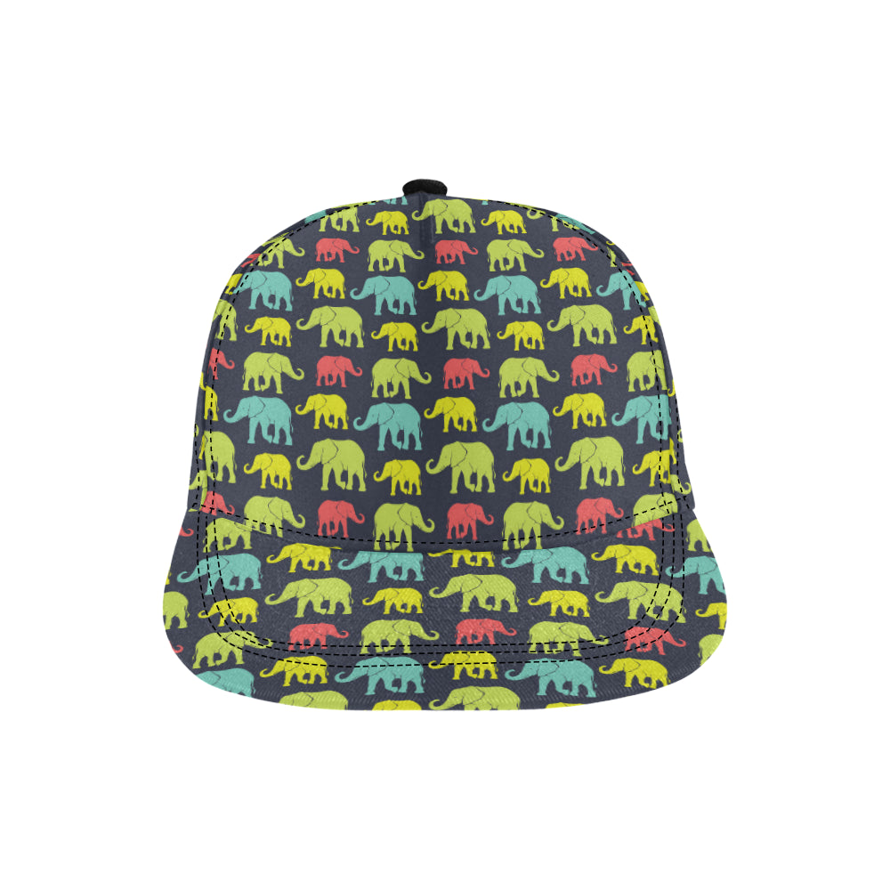 Elephant Neon Color Print Pattern Snapback Cap