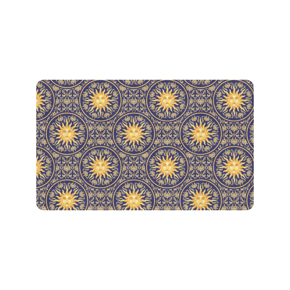 Celestial Gold Sun Face Rubber Doormat