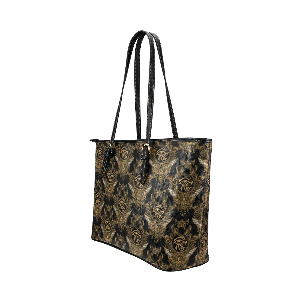Eye of Horus Mandala Style Leather Tote Bag