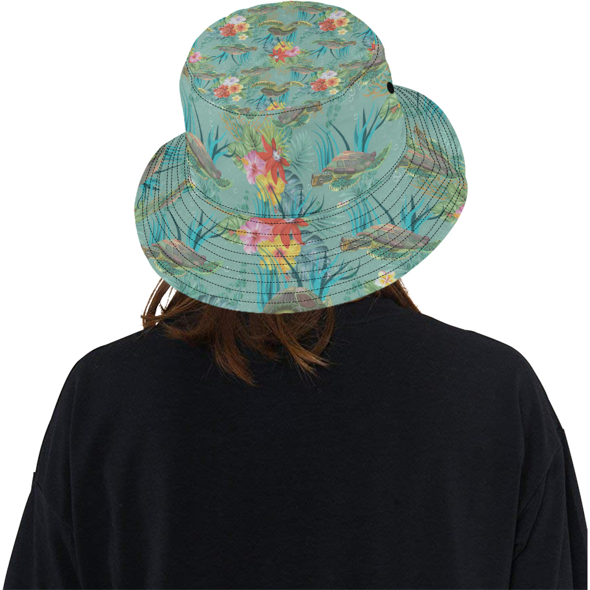 Sea Turtle Pattern Print Design T012 Unisex Bucket Hat