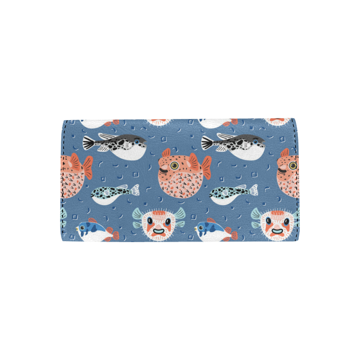 Fugu Pattern Print Design 02 Women's Trifold Wallet