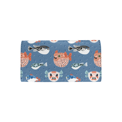 Fugu Pattern Print Design 02 Women's Trifold Wallet