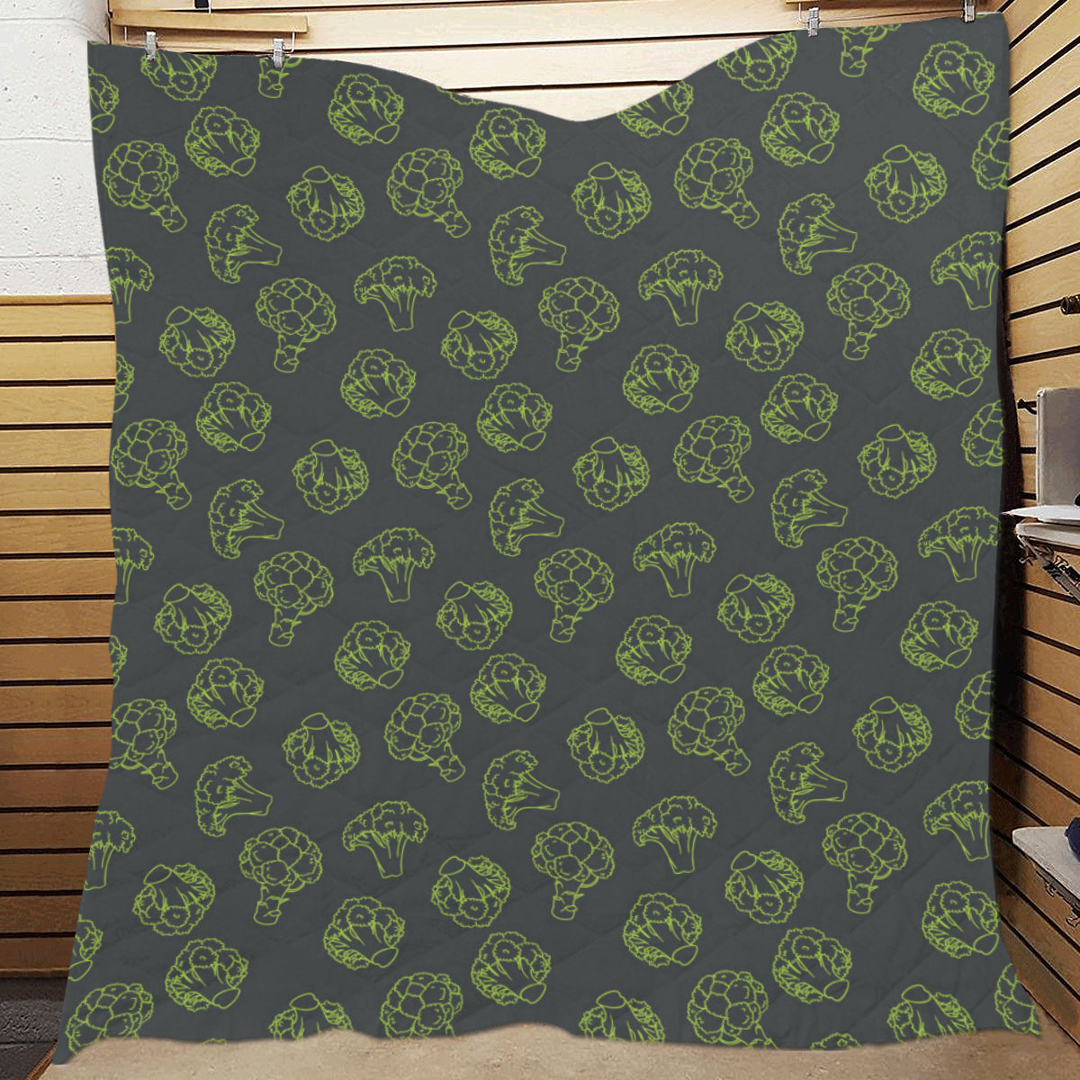 Broccoli Pattern Print Design 01 Premium Quilt