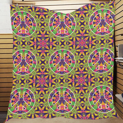 Peace Sign Pattern Print Design A04 Premium Quilt