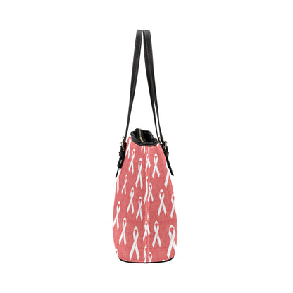 Autism Awareness Ribbon Design Print Leather Tote Bag