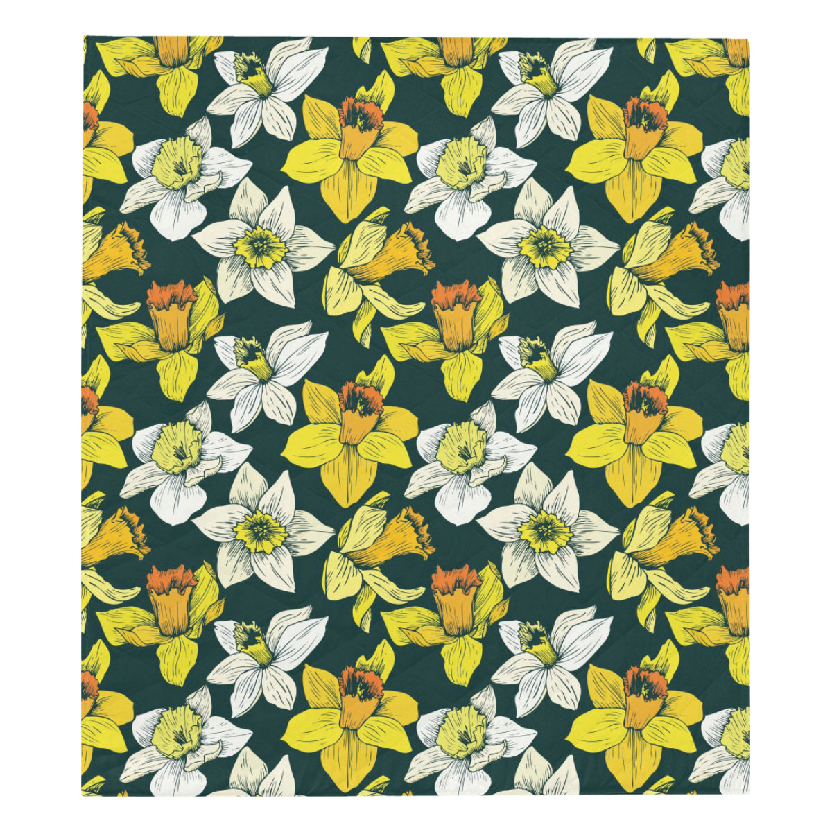 Daffodils Pattern Print Design DF02 Premium Quilt