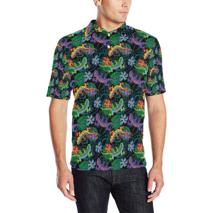 Gecko Colorful Pattern Print Design 01 Men Polo Shirt