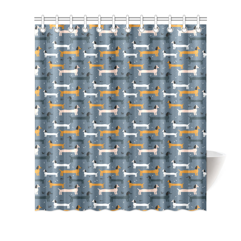 Dachshund Pattern Print Design 012 Shower Curtain