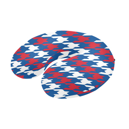 Patriotic Houndstooth Pattern Print Design A02 U-Shaped Travel Neck Pillow