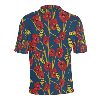 Pansy Pattern Print Design A01 Men Polo Shirt