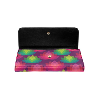 Lotus Pattern Print Design 02 Women's Trifold Wallet