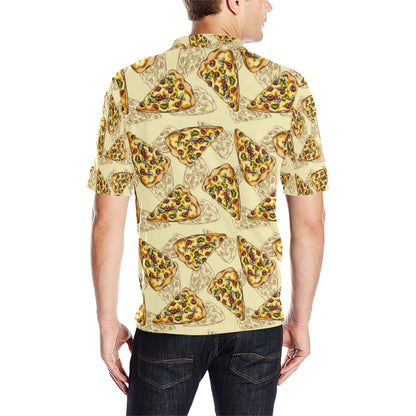 Pizza Pattern Print Design A01 Men Polo Shirt
