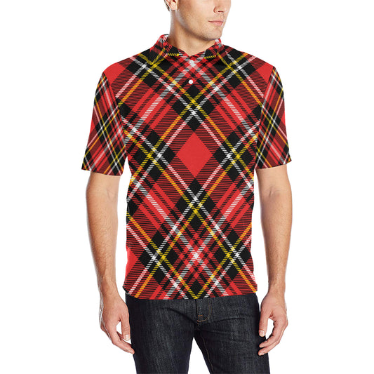 Plaid Red Pattern Print Design A03 Men Polo Shirt