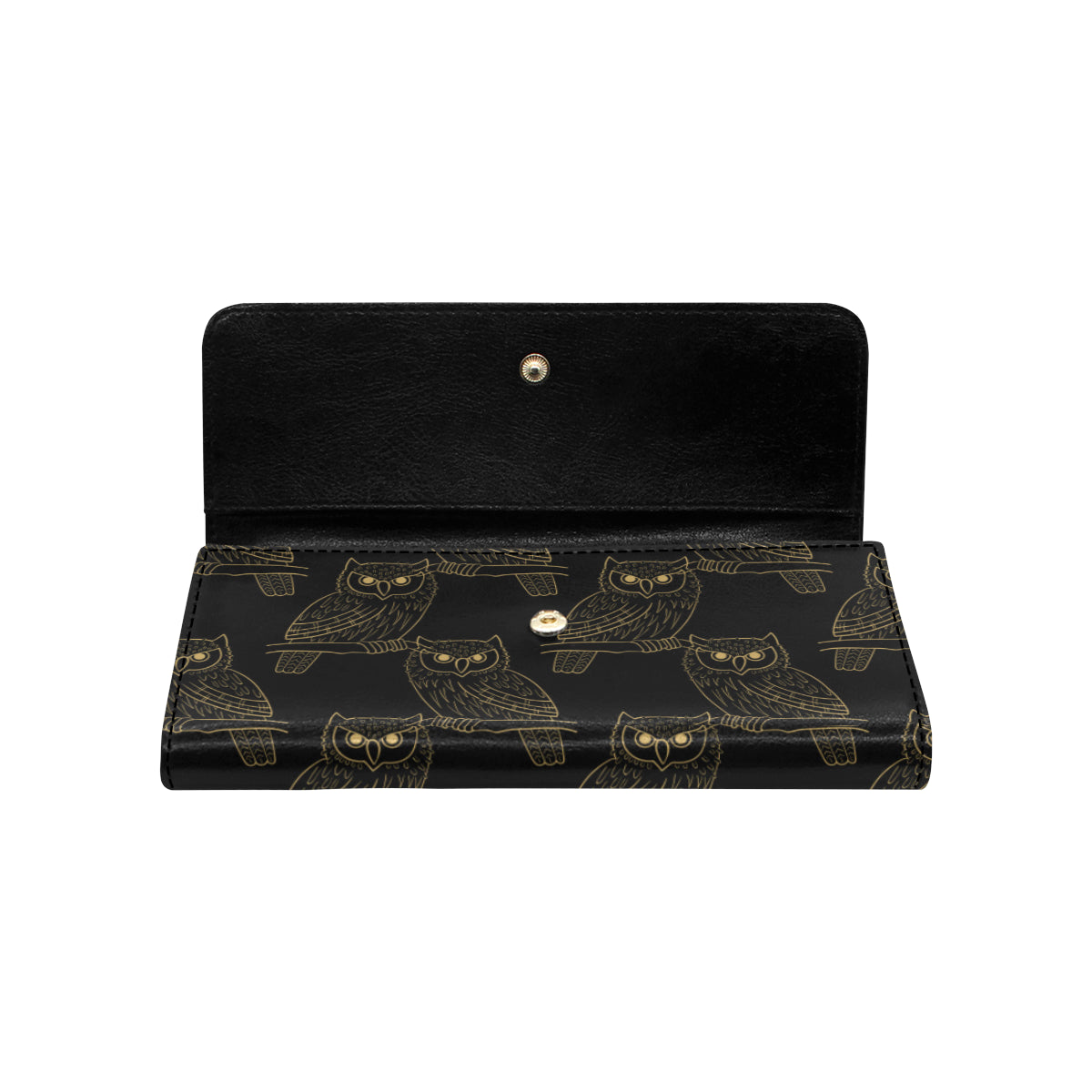 Gold Owl Pattern Women's Trifold Wallet