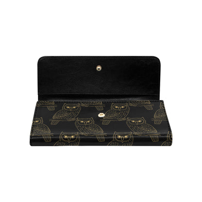 Gold Owl Pattern Women's Trifold Wallet
