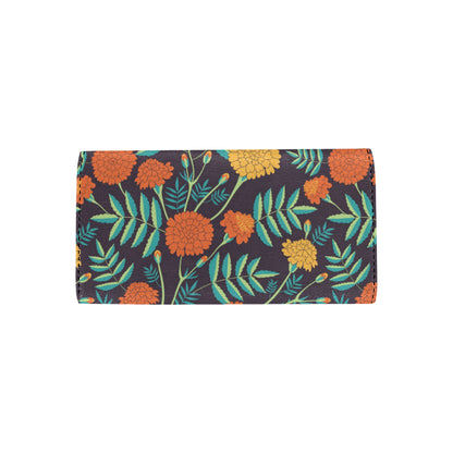 Marigold Pattern Print Design MR01 Women's Trifold Wallet