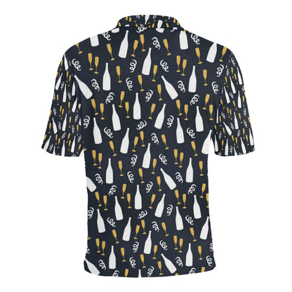 Champagne Pattern Print Design 01 Men Polo Shirt