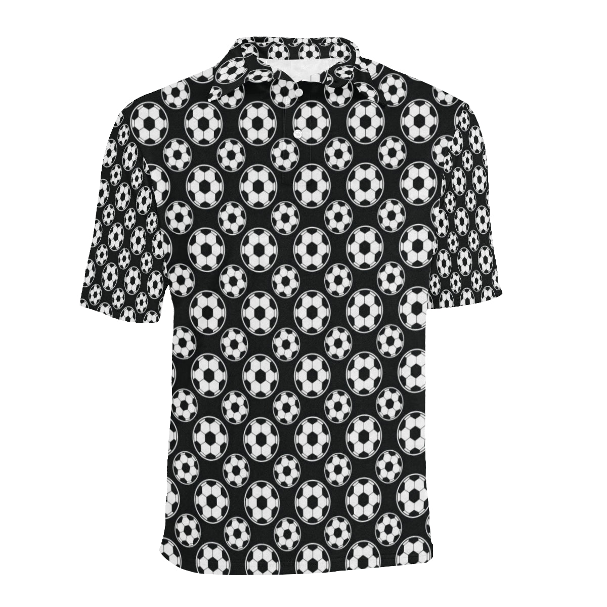 Soccer Ball Black Print Pattern Men Polo Shirt