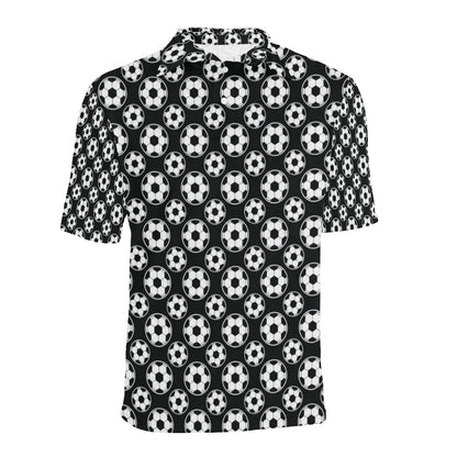 Soccer Ball Black Print Pattern Men Polo Shirt