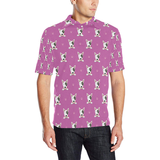 Bull Terrier Happy Print Pattern Men Polo Shirt