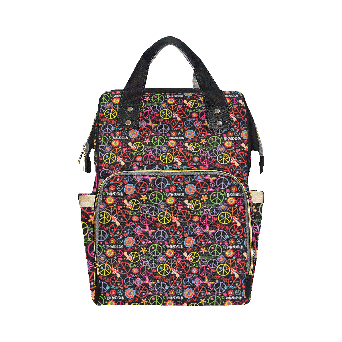 Peace Sign Colorful Design Print Diaper Bag Backpack