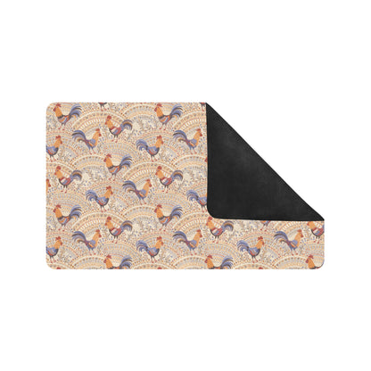 Chicken Boho Style Pattern Rubber Doormat