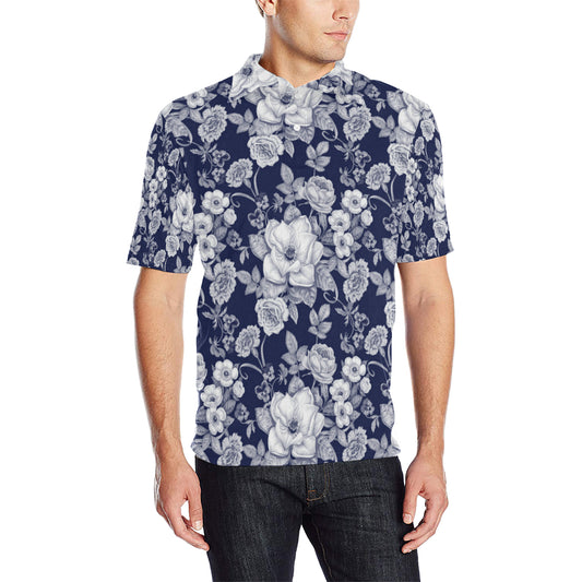 Floral Infrared Pattern Men Polo Shirt