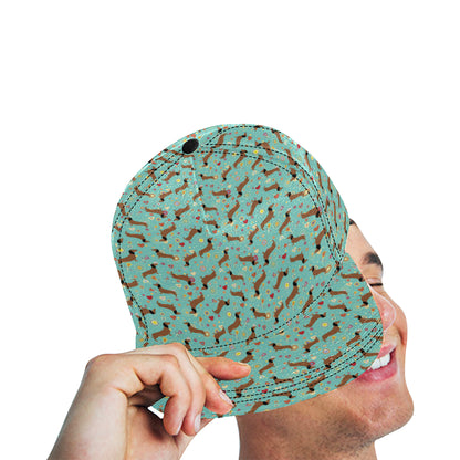 Dachshund with Floral Print Pattern Snapback Cap