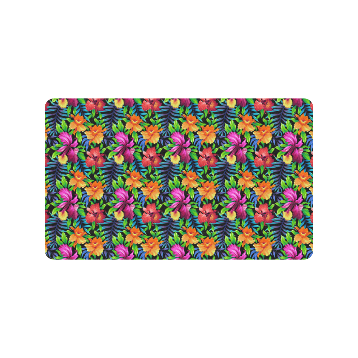 Tropical Folower Colorful Print Rubber Doormat