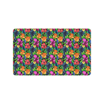 Tropical Folower Colorful Print Rubber Doormat