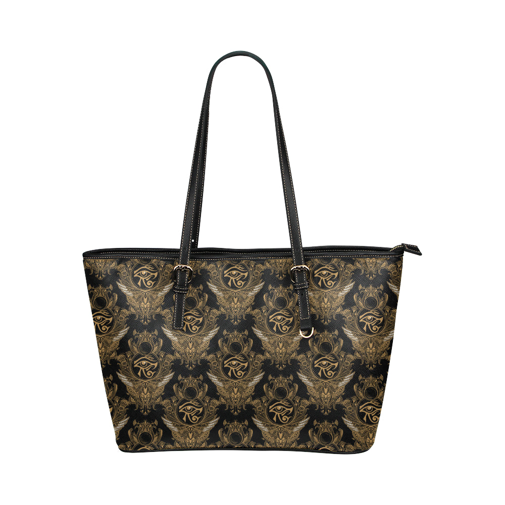 Eye of Horus Mandala Style Leather Tote Bag