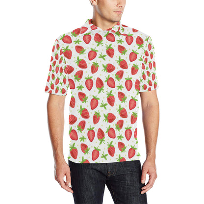 Strawberry Pattern Print Design SB07 Men Polo Shirt