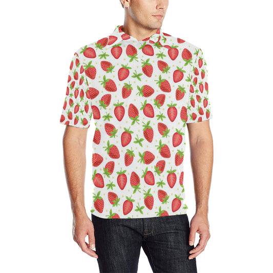Strawberry Pattern Print Design SB07 Men Polo Shirt