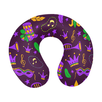 Mardi Gras Pattern Print Design 08 U-Shaped Travel Neck Pillow