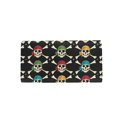 Pirate Pattern Print Design A01 Women's Trifold Wallet