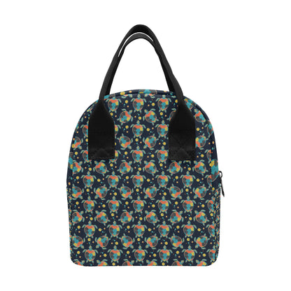 Sea Turtle Colorful with bubble Print Insulated Lunch Bag