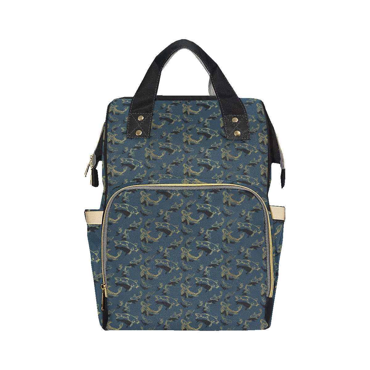 Koi Carp Gold Design Themed Print Diaper Bag Backpack