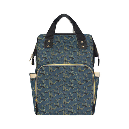 Koi Carp Gold Design Themed Print Diaper Bag Backpack