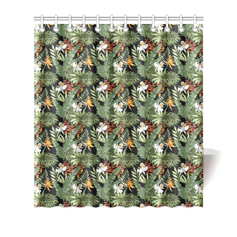 Bird Of Paradise Pattern Print Design 02 Shower Curtain