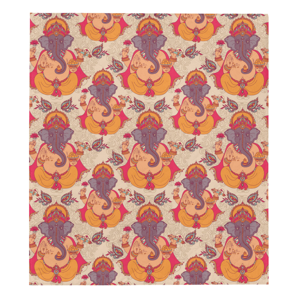 Ganesha Indian Pattern Print Design 02 Premium Quilt