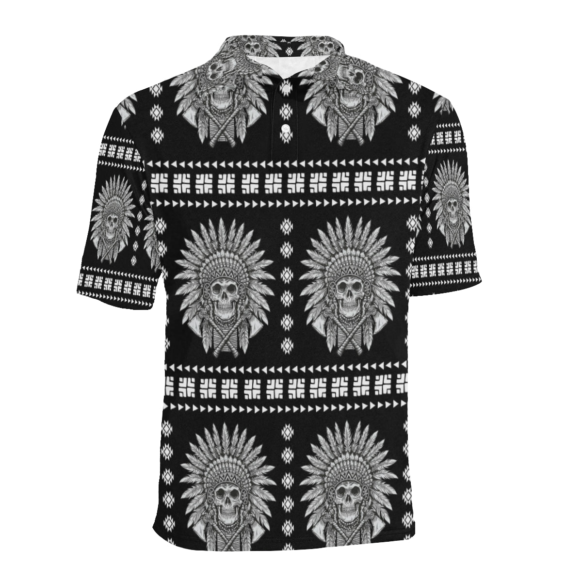 Native American Indian Skull Men Polo Shirt