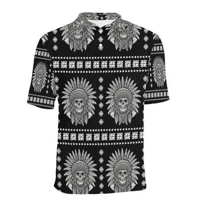 Native American Indian Skull Men Polo Shirt