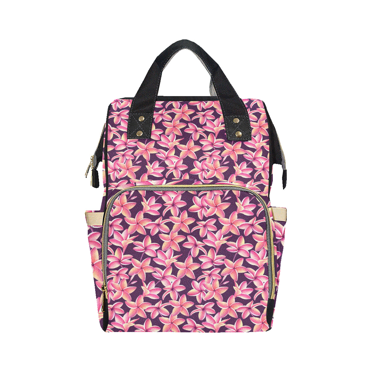 Purple Plumeria Pattern Print Design PM010 Diaper Bag Backpack